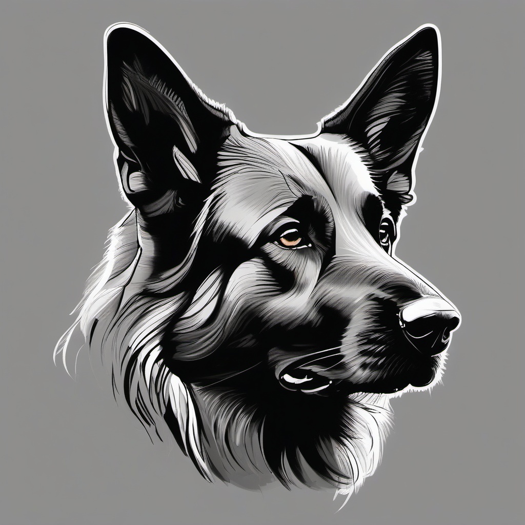 drawing of a German Shepherd dog  minimal rough sketch scribbles,doodles,black and white