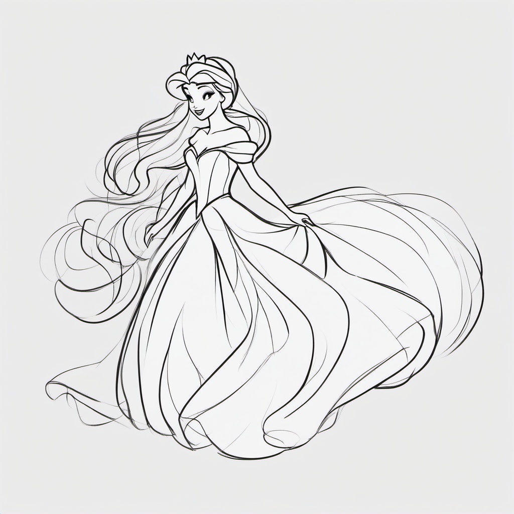 sketch of disney princess  minimal rough sketch scribbles,doodles,black and white