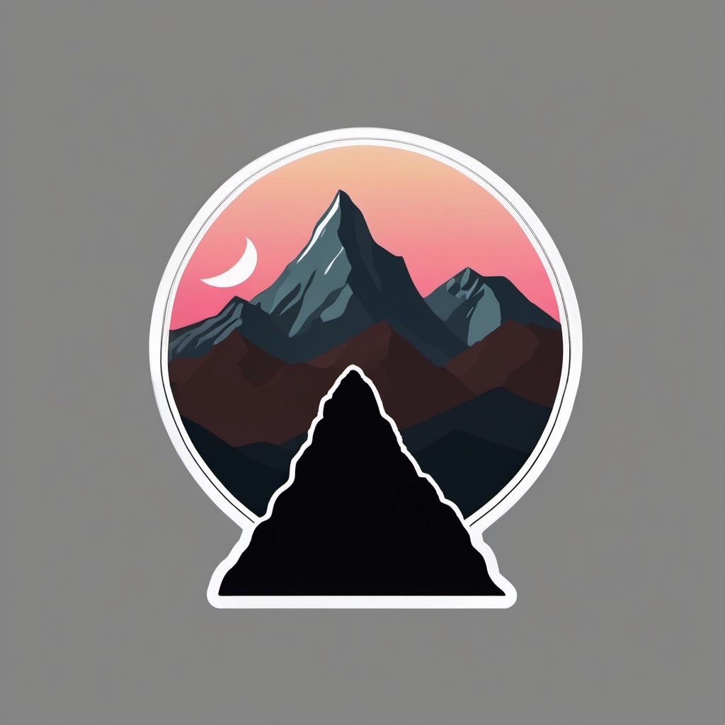 Mountain Sticker - Majestic mountain silhouette, ,vector color sticker art,minimal