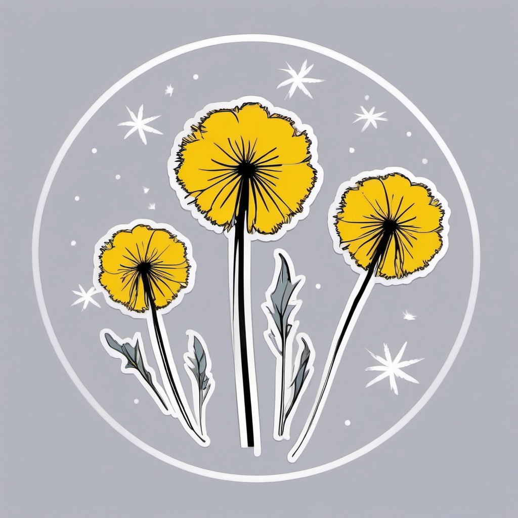 Dandelion Wishes Sticker - Make a wish and blow on a dandelion in this whimsical and hopeful sticker, , sticker vector art, minimalist design