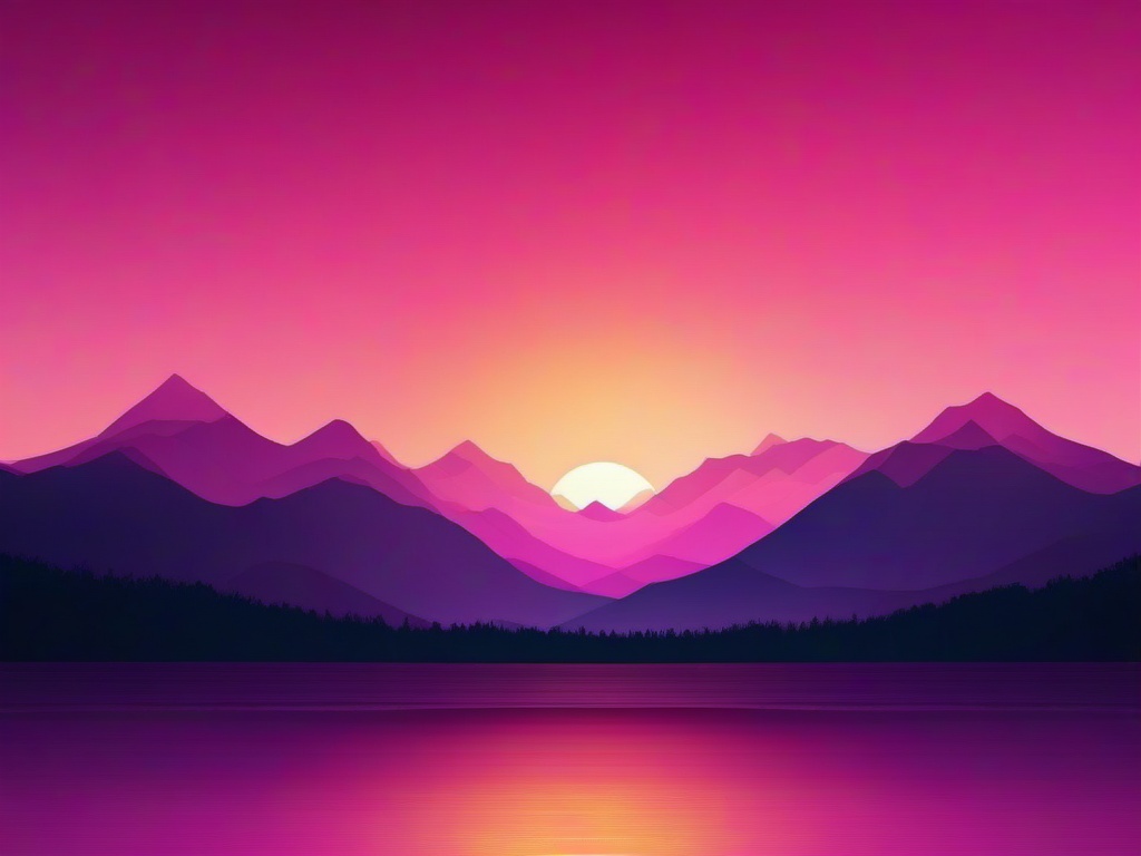 Sunset Wallpaper - Distant mountains under pink sky.  sunset background