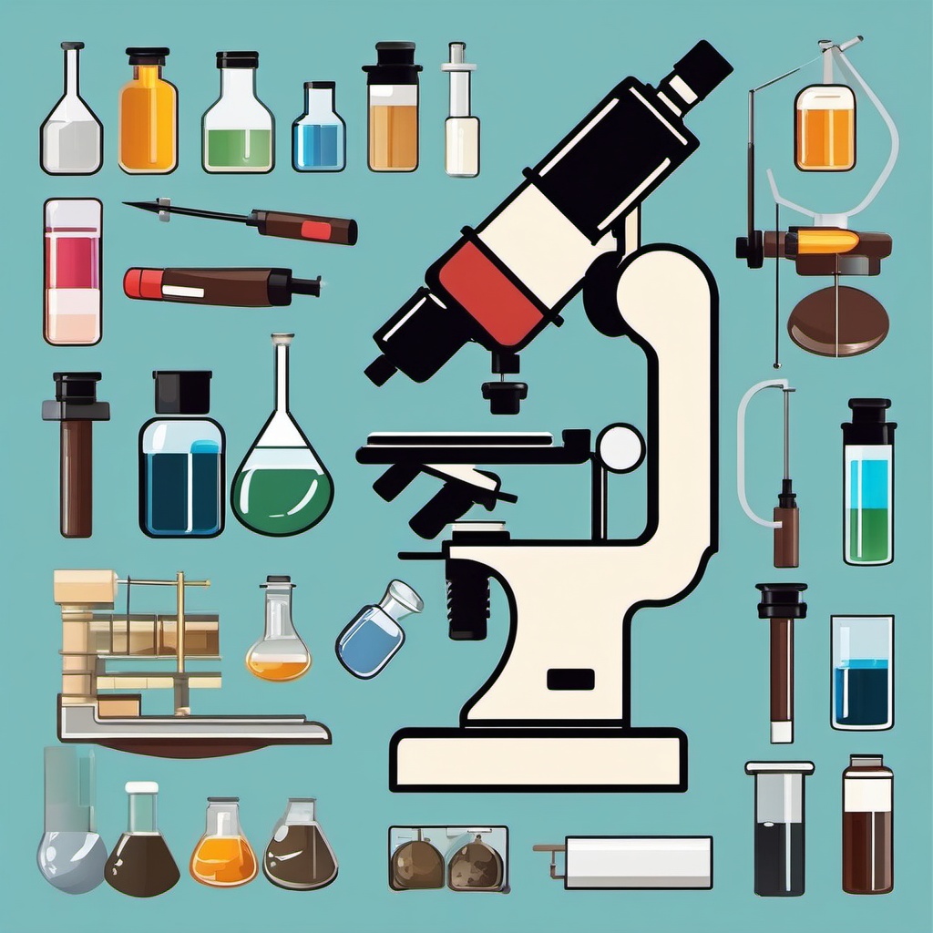 Microscope clipart - Scientific instrument for magnifying small objects, ,vector color clipart,minimal