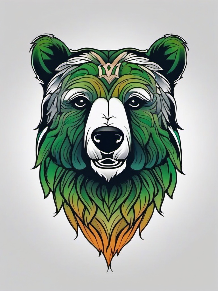 irish bear tattoo  simple color tattoo,minimal,white background