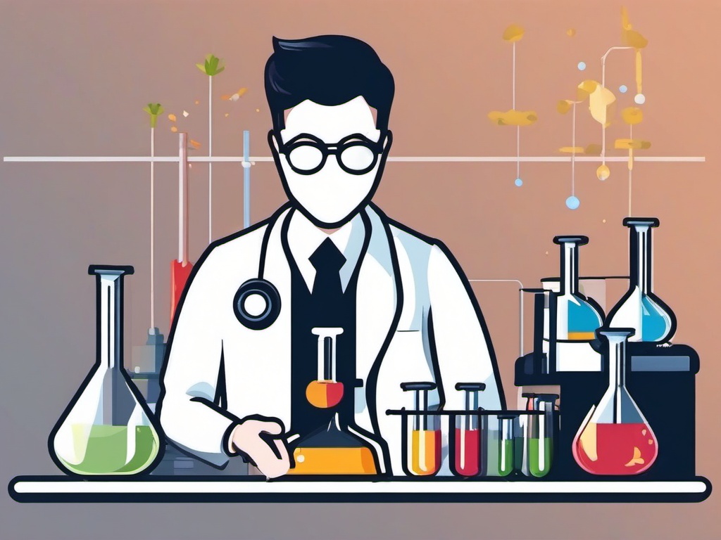 Scientist clipart - Person conducting experiments and research, ,vector color clipart,minimal