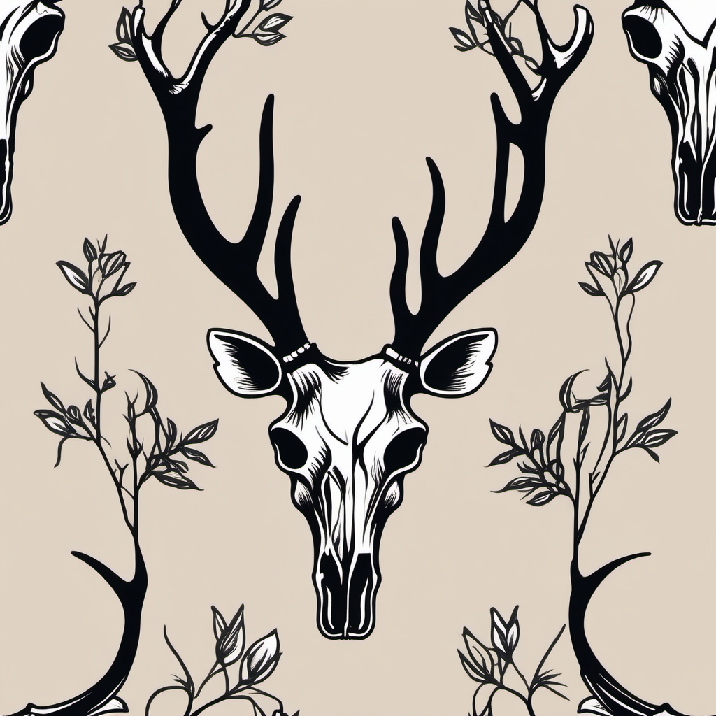 Unadorned deer skull silhouette, a simple and timeless mark.  simple color tattoo style