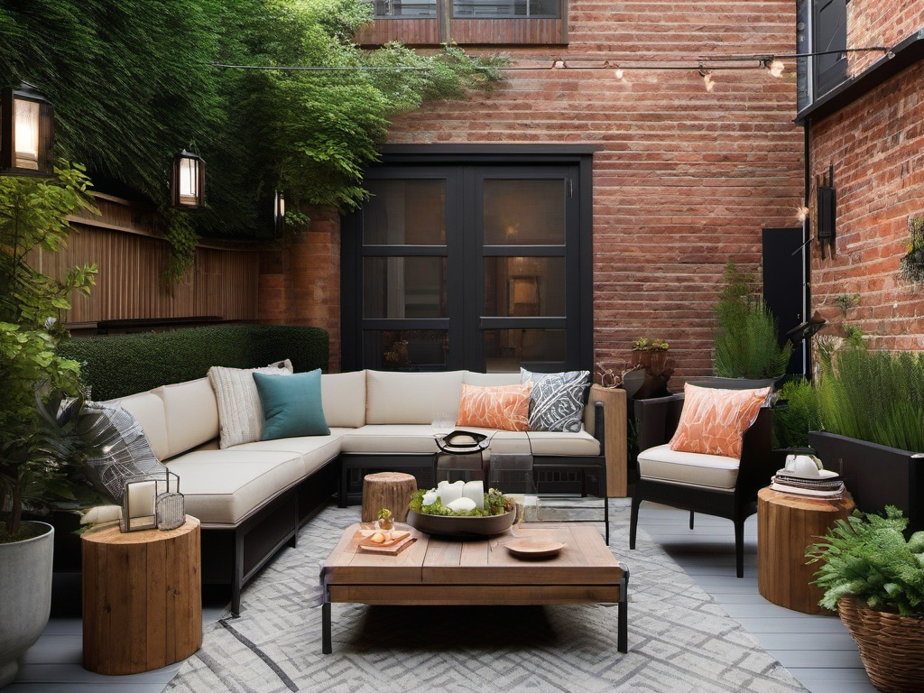 Urban Chic patio features practical furniture, a mix of modern and vintage decor, and an efficient layout that maximizes style and function outdoors.  