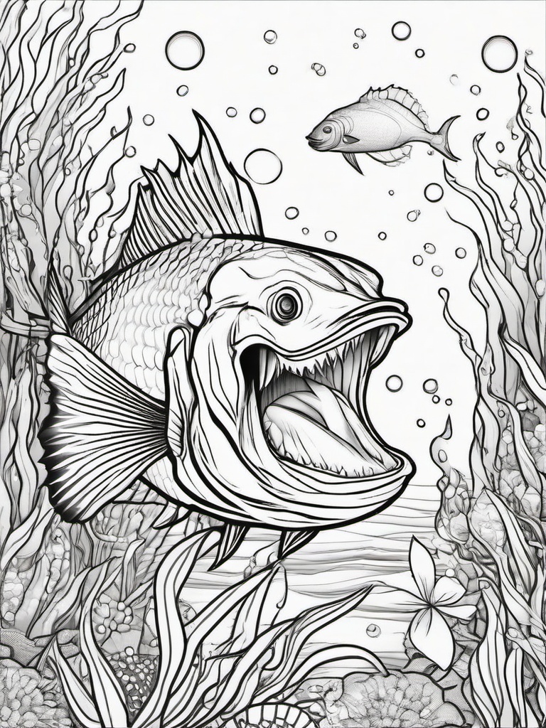 Anglerfish Coloring Pages - Deep Sea Predator with Light  black outline printable sheet, coloring page