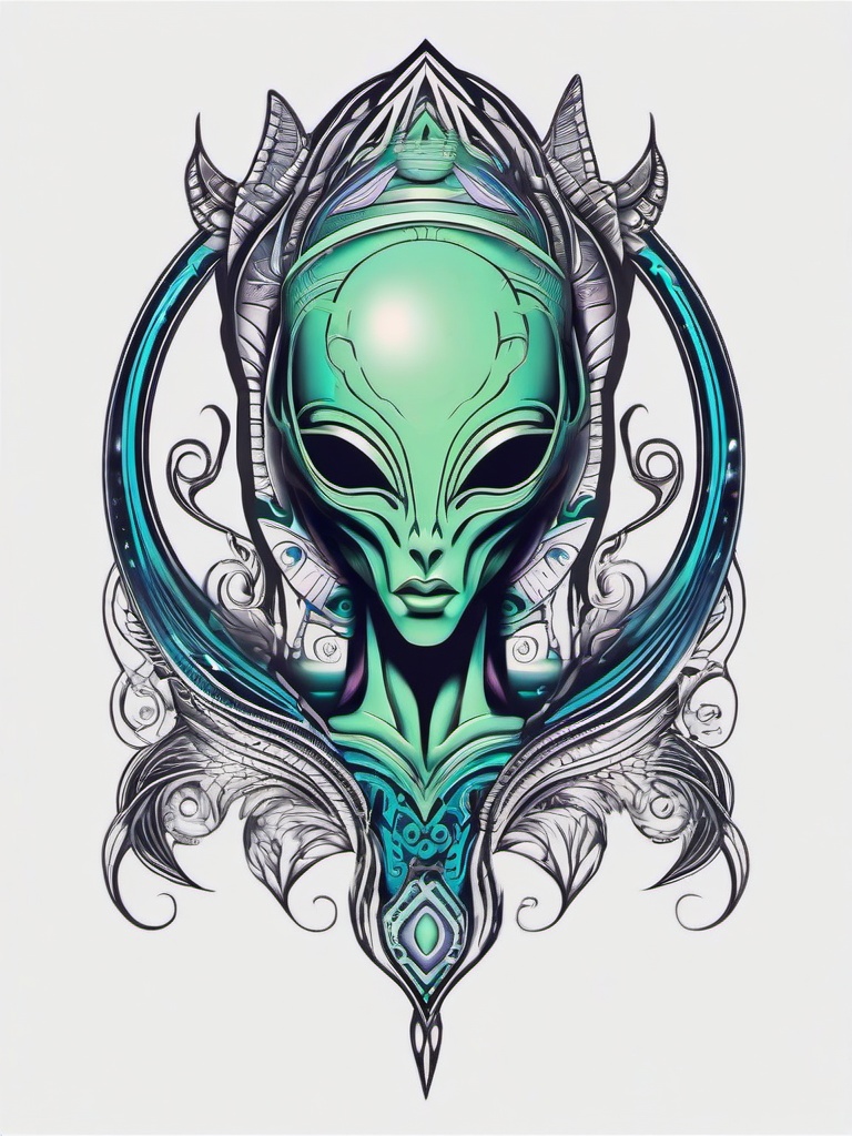 Alien Peace Tattoo - Meaningful expression of desire for universal peace in an alien peace tattoo.  simple color tattoo,vector style,white background