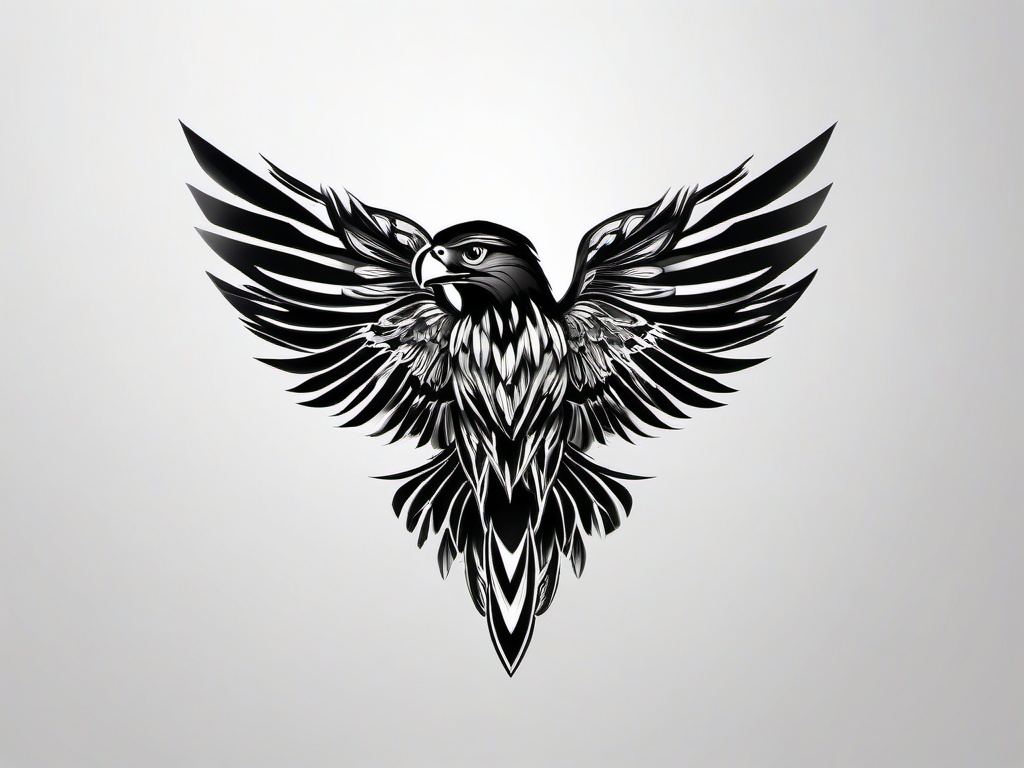 Hawks Tattoo - Strong hawk tattoo  minimalist tattoo design, white background