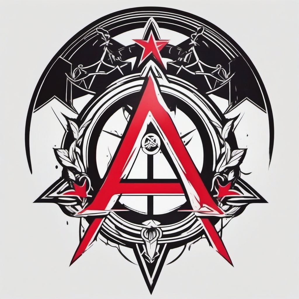 Anarchy symbol tattoo. Rebellion in ink.  color tattoo minimalist white background