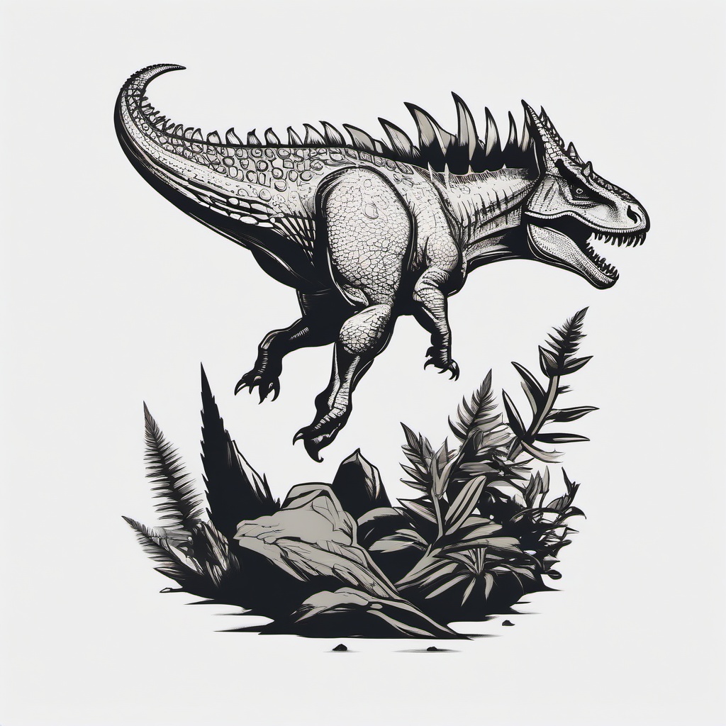 Carnotaurus Tattoo - Showcase the unique and carnivorous Carnotaurus in a captivating tattoo.  simple vector color tattoo,minimal,white background