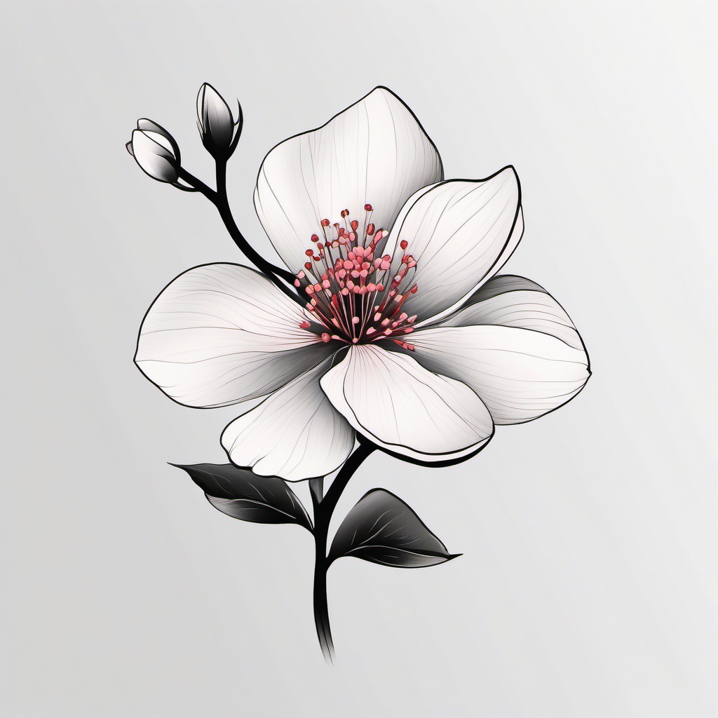 Tattoo Sakura Flower - Tattoo featuring the sakura flower, a type of cherry blossom.  simple color tattoo,minimalist,white background