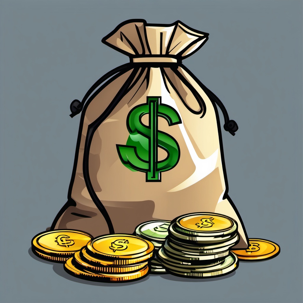 Bag of money clipart - Bag of money for financial success,  color clipart, vector art