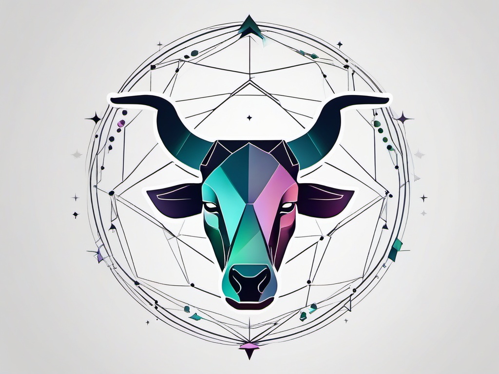 geometric taurus constellation tattoo  simple vector color tattoo