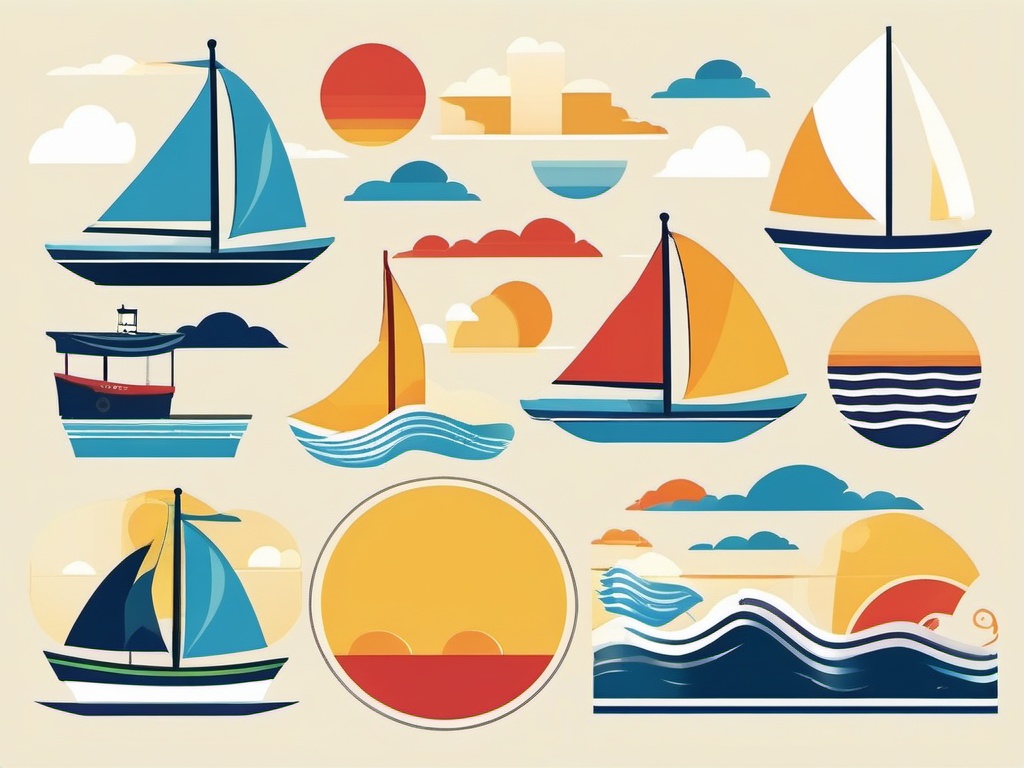 Sail Away clipart - Setting sail on a sunny day, ,vector color clipart,minimal