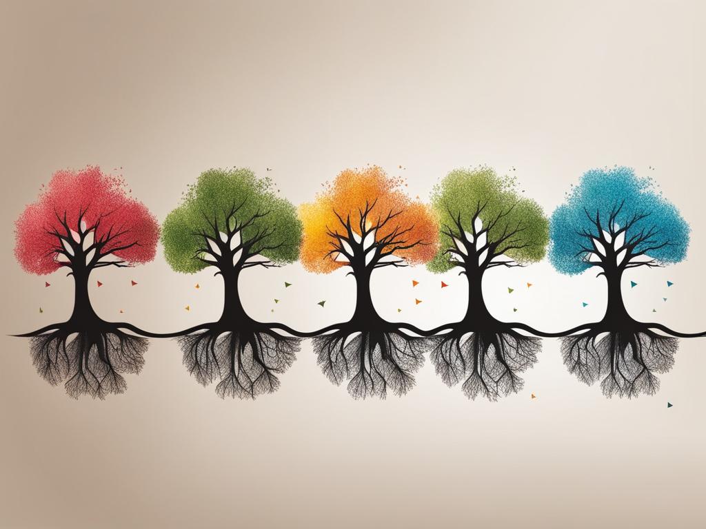 family tree tattoo minimalist color design 