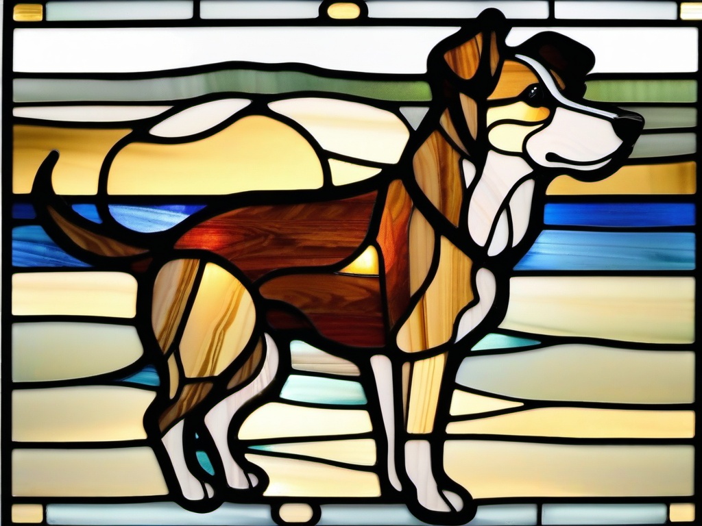 Stained Glass Dog - Loyal dog with wagging tail  