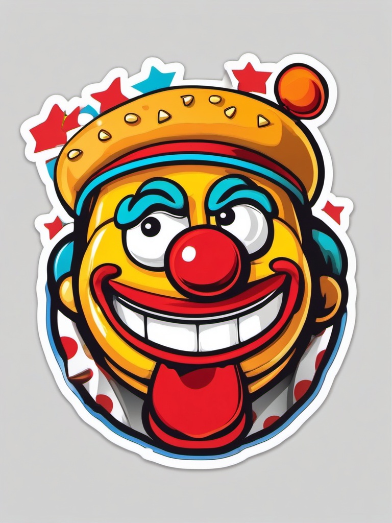 Cheeseburger Clown sticker- Patty Pranks Parade, , sticker vector art, minimalist design