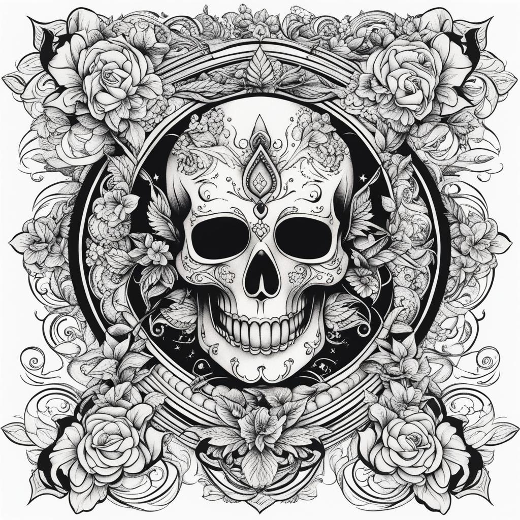 tattoo style black and white design 