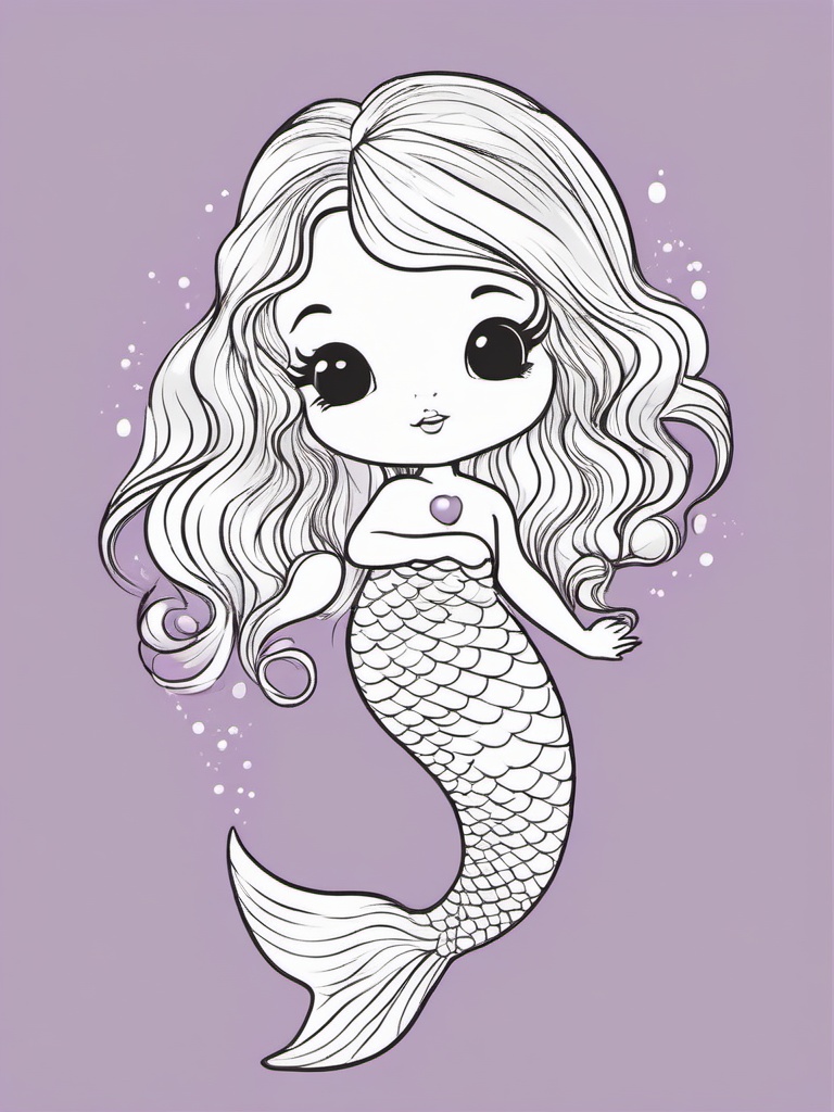 Mermaid clipart - baby mermaid with a curious expression  color,minimalist,vector clipart