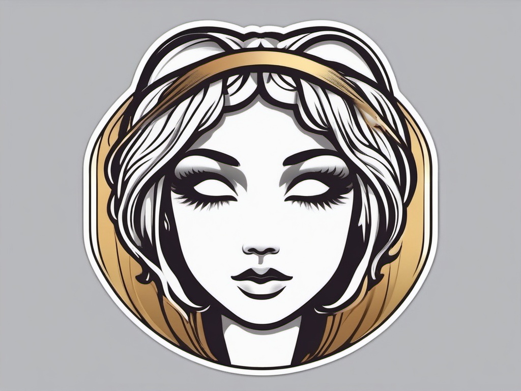 Angel Face Sticker - Angel face with a halo, ,vector color sticker art,minimal