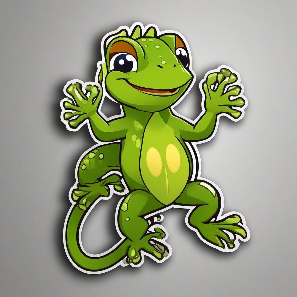 Gecko cartoon - wall-climbing lizard with sticky toes  cartoon sticker style