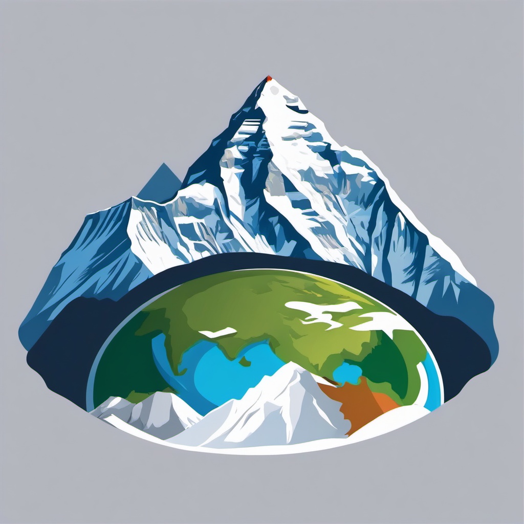 Mount Everest clipart - Earth's highest mountain in the Himalayas, ,color clipart vector style