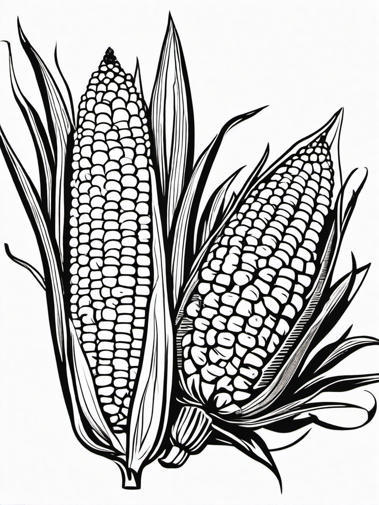 Corn on the Cob Coloring Pages - Classic Side Dish for the Meal  minimal black outline printable sheet, coloring page