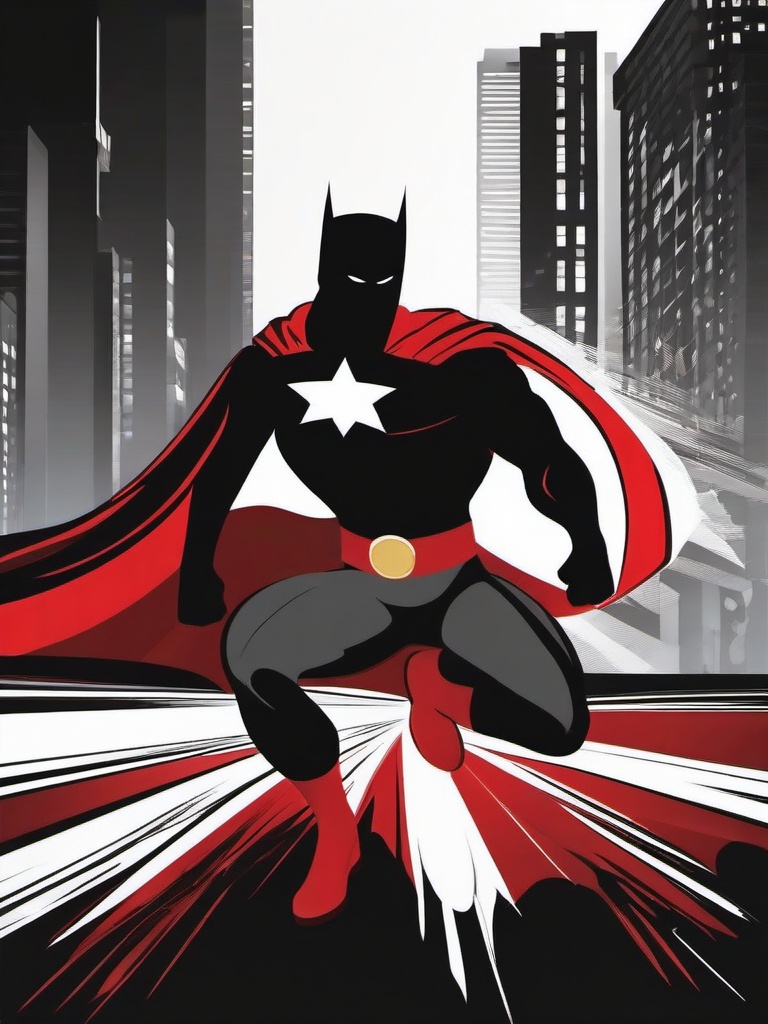 Superhero clipart - superhero with a dramatic backstory  color,minimalist,vector clipart