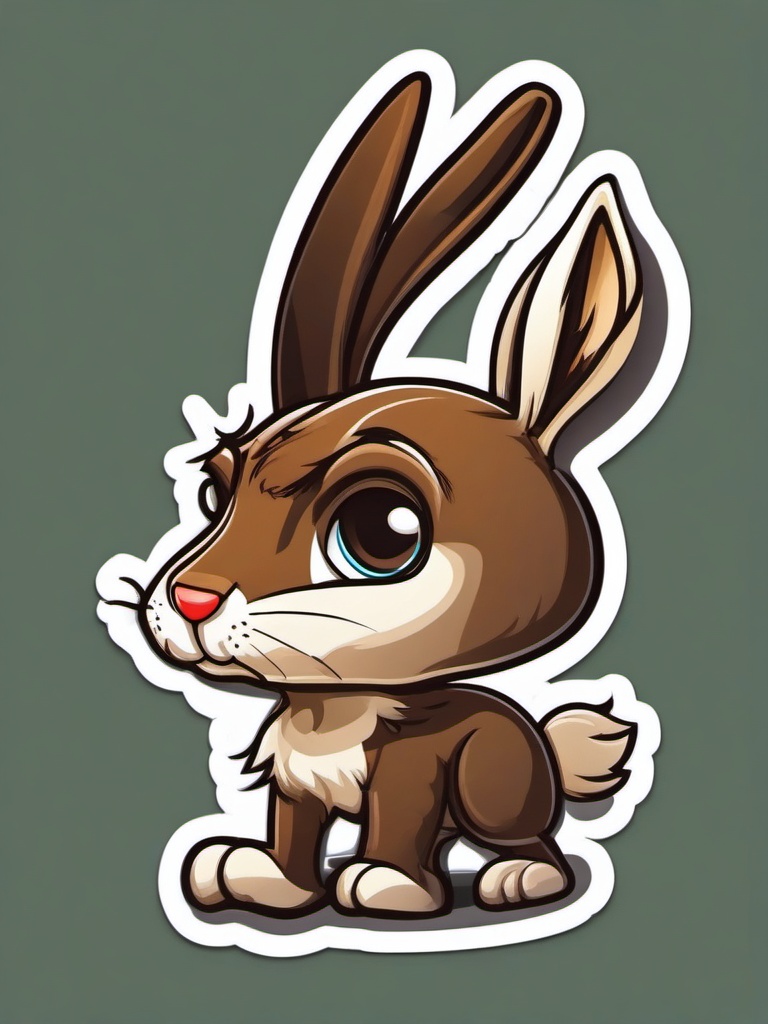 Hare cartoon - swift runner with long ears  cartoon sticker style