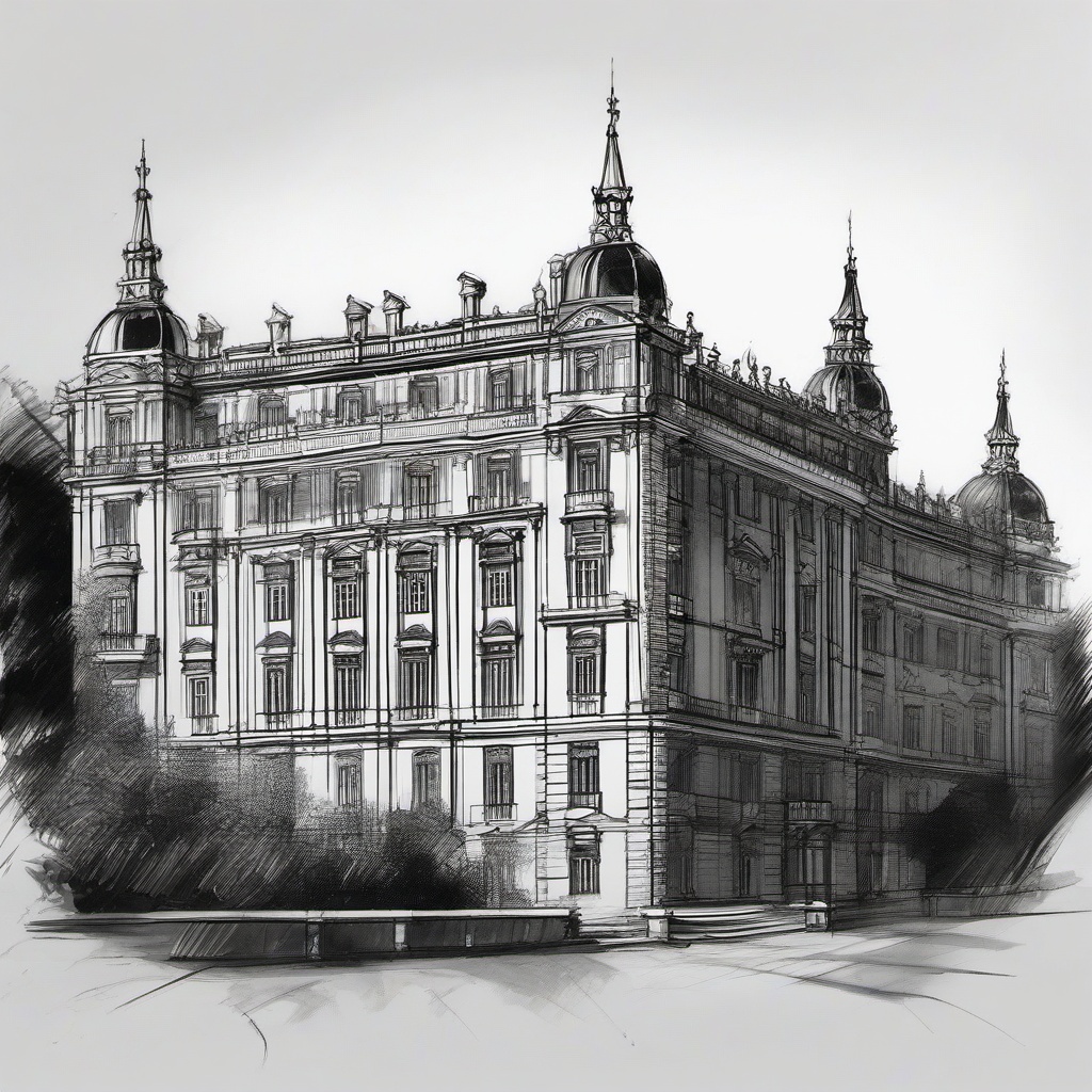 sketch of palace  minimal rough sketch scribbles,doodles,black and white