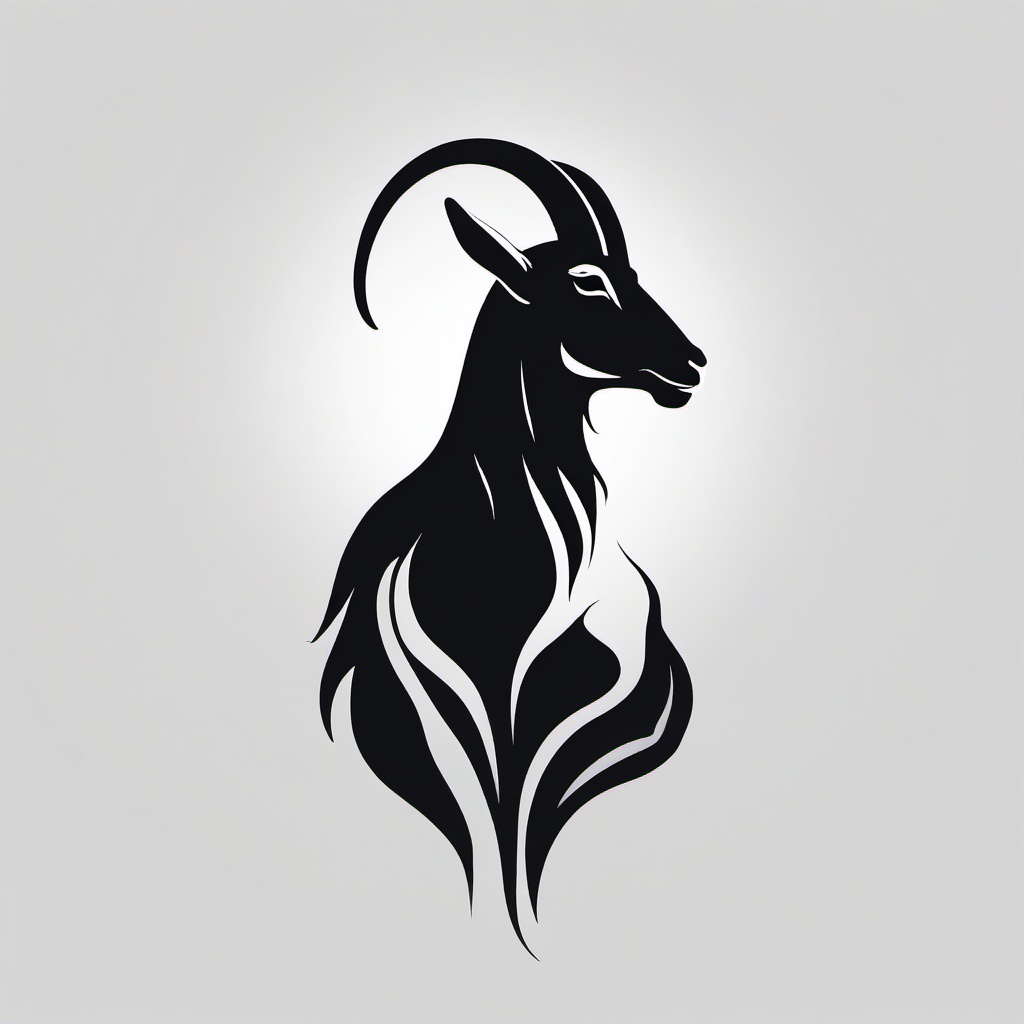 Goat Silhouette Tattoo - A minimalistic tattoo featuring the silhouette of a goat.  simple color tattoo design,white background