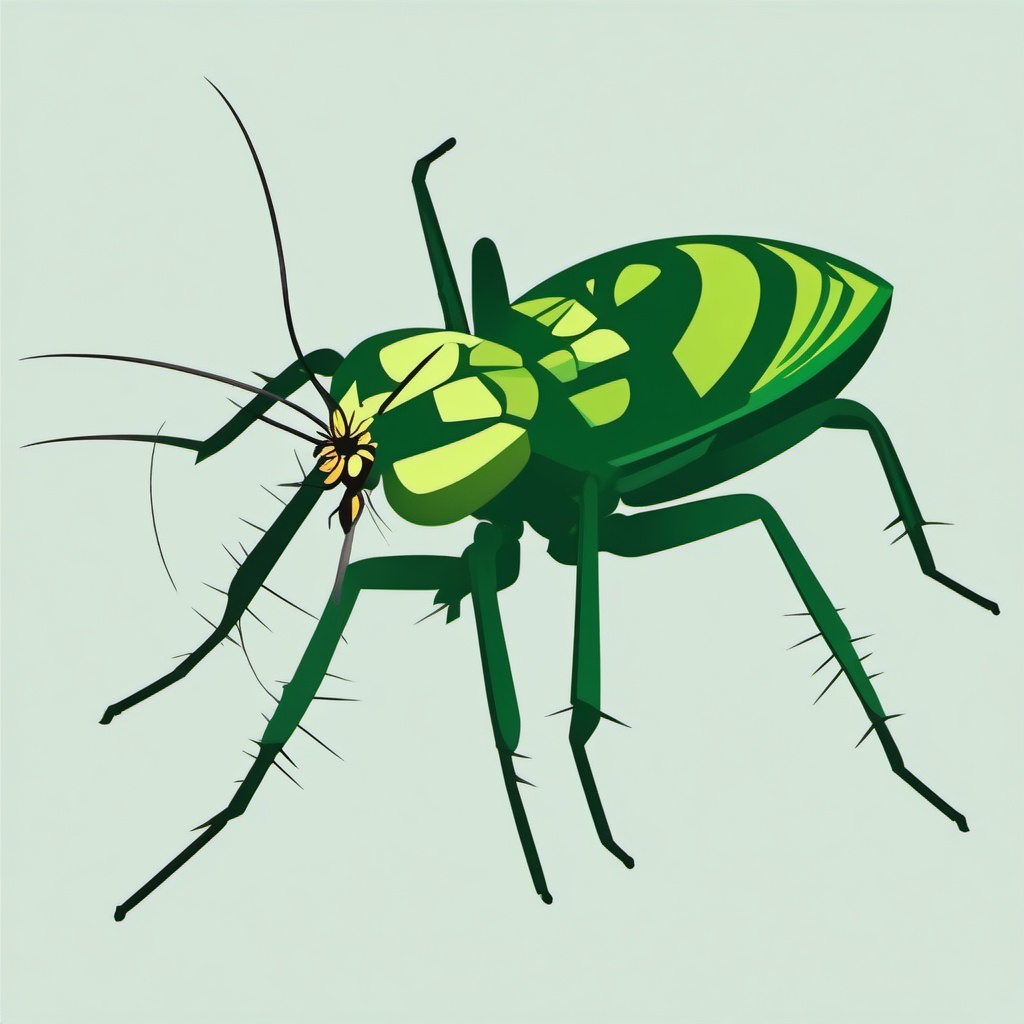 Green Lynx Spider Clip Art - A green lynx spider hunting for prey,  color vector clipart, minimal style