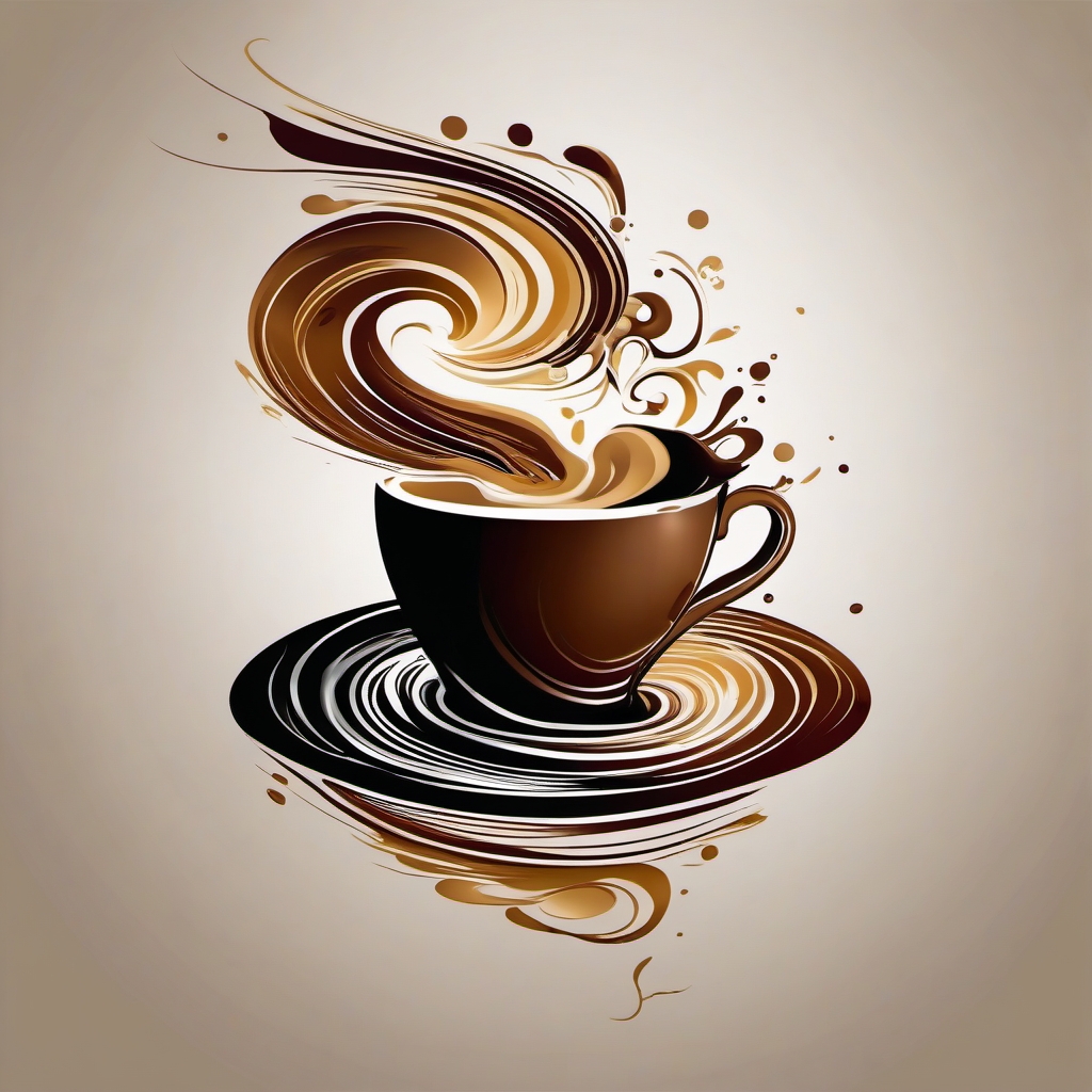 Abstract coffee pour tattoo: Fluid elegance, the joy of pour.  simple color tattoo style