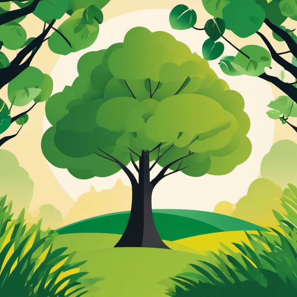 Tree Clipart,Decorating an environmental campaign poster  simple, 2d flat