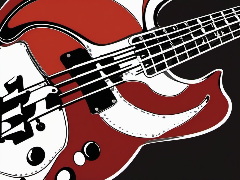 Bass Guitar Sticker - Holding down the low end with the groovy sounds of the bass guitar, , sticker vector art, minimalist design