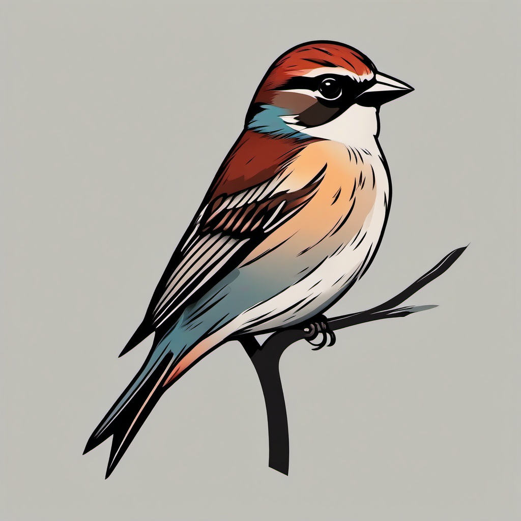 little sparrow tattoo  minimalist color tattoo, vector