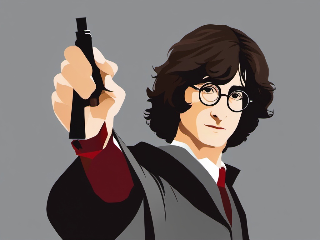 Harry Potter clipart - Harry Potter with glasses and a wand  color,minimalist,vector clipart