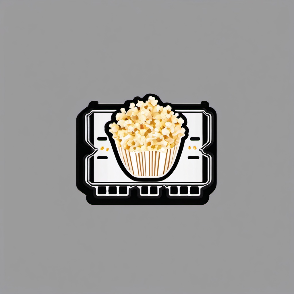 Camera film strip with popcorn sticker, Cinematic , sticker vector art, minimalist design