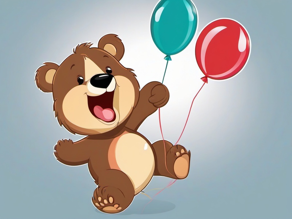 Bear clipart - bear holding a balloon at a birthday party  