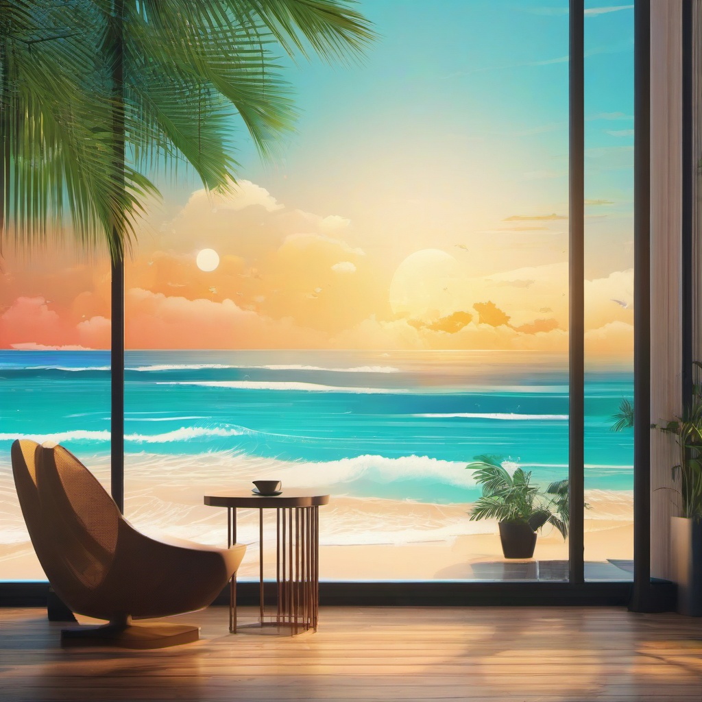 Zoom Background Image - Virtual Office with Stunning Beach View, Work with a View  intricate patterns, splash art, wallpaper art