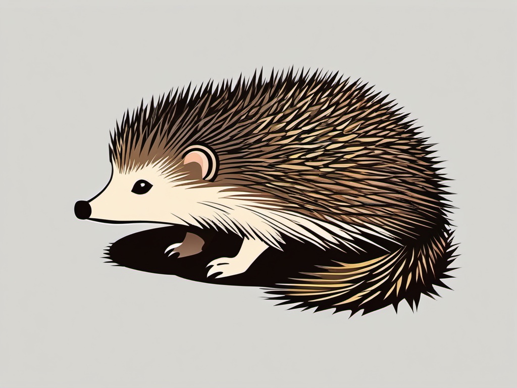 European Hedgehog Clip Art - European hedgehog with prickly spines,  color vector clipart, minimal style