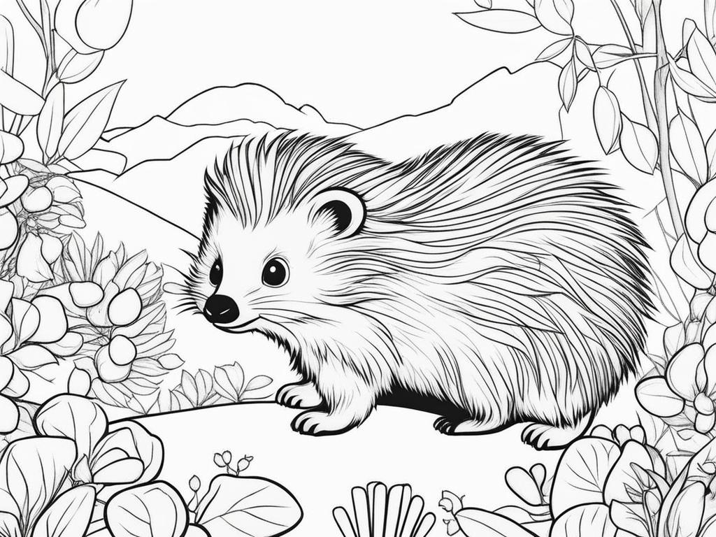 porcupettes cute animals coloring page 