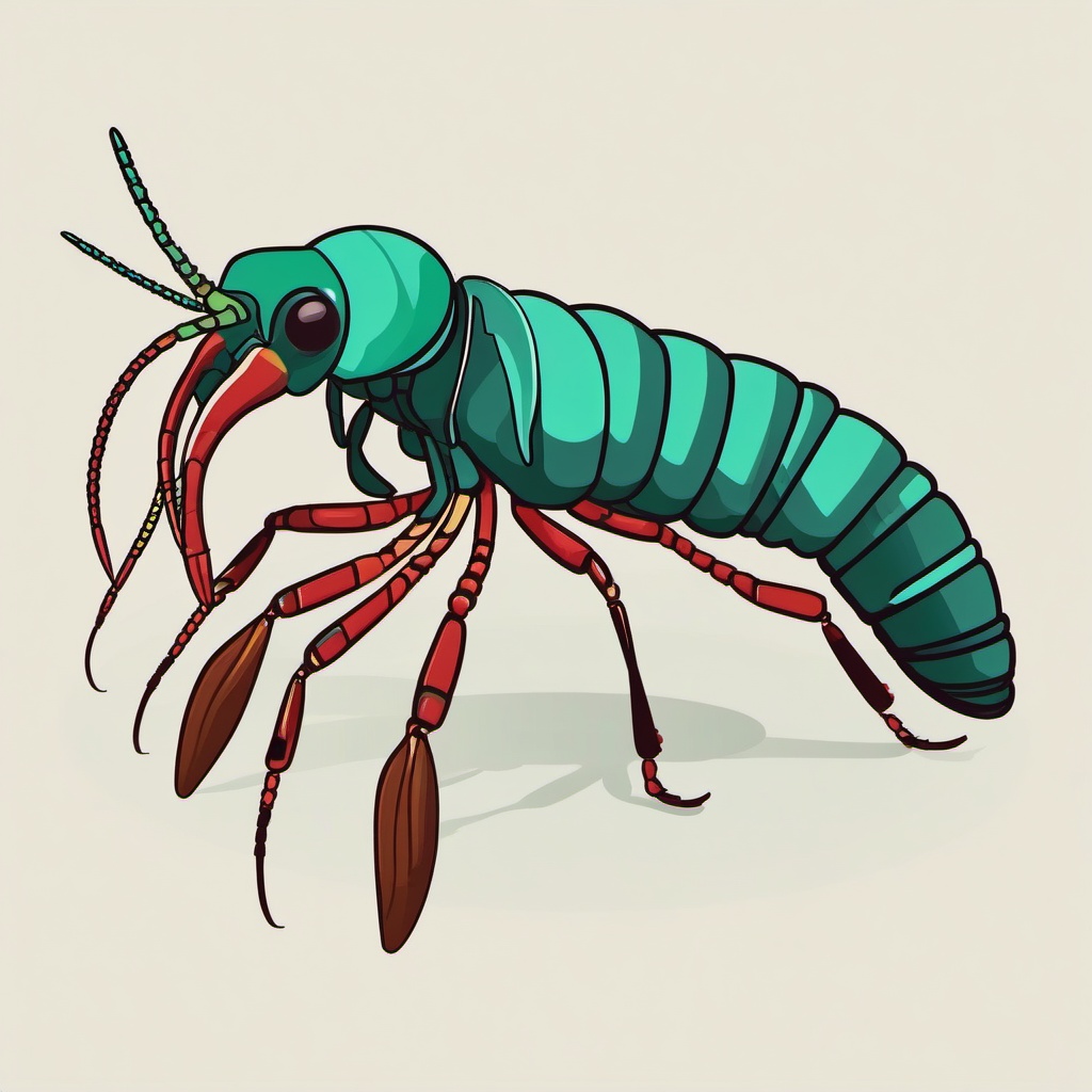 Mantis Shrimp Prey Clip Art - A mantis shrimp with captured prey,  color vector clipart, minimal style