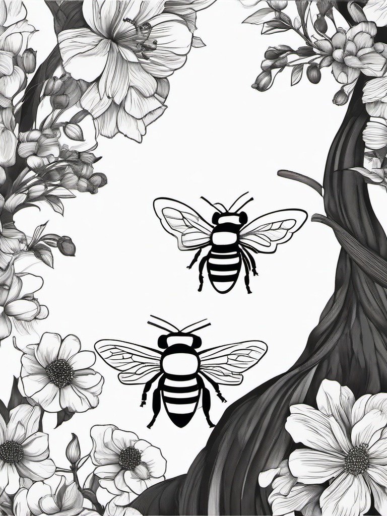 Bumble Bee Coloring Pages - Bumble Bee with a drone bee  simple coloring pages