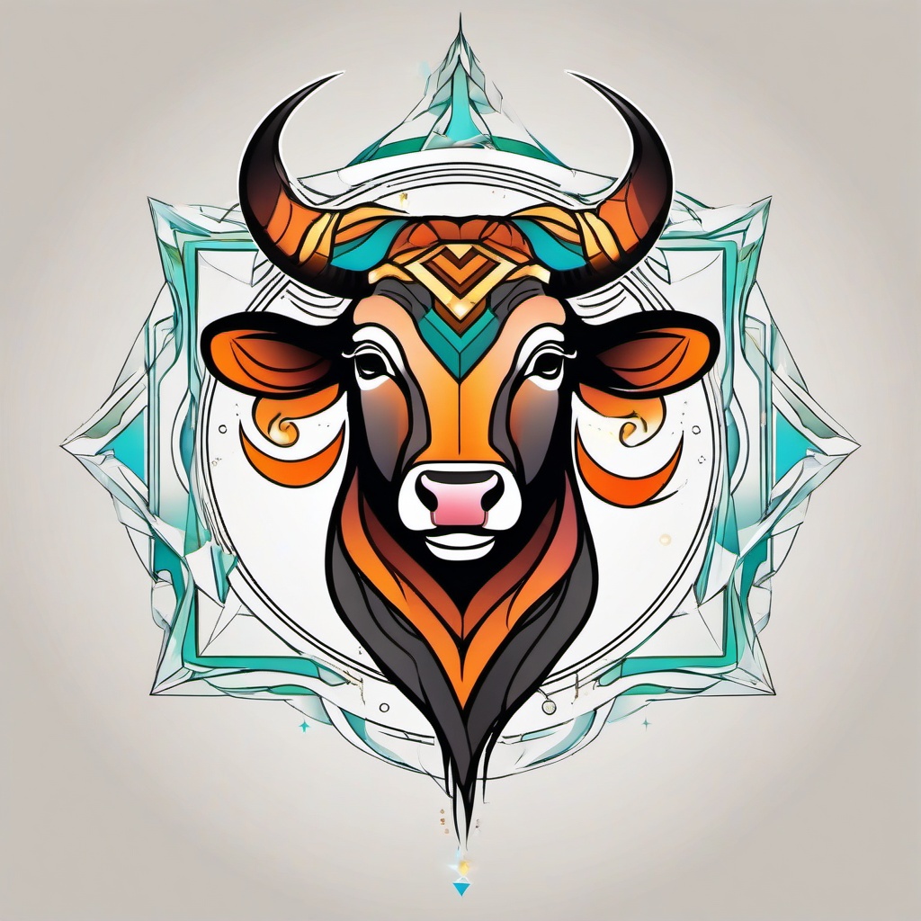 geometric taurus tattoo  simple vector color tattoo