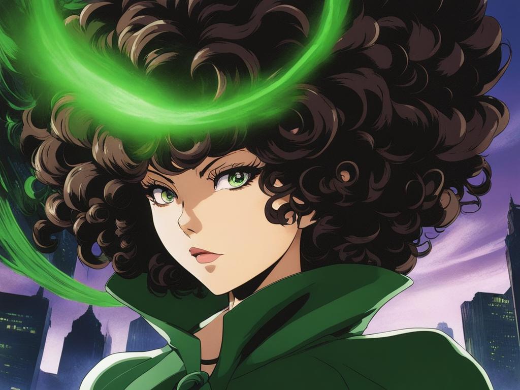 tatsumaki fiercely uses her psychic powers to defeat monsters in a city under attack. 