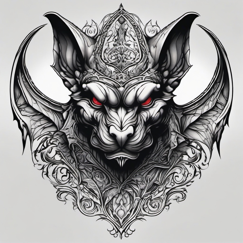 gothic gargoyle tattoo  simple color tattoo design,white background