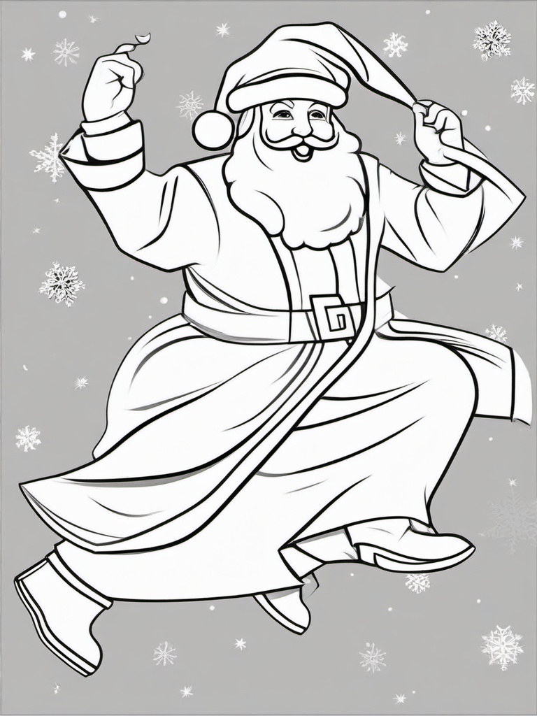 Santa Dancing Coloring Pages - Jolly Santa Dancing in Christmas Cheer  minimal black outline printable sheet, coloring page