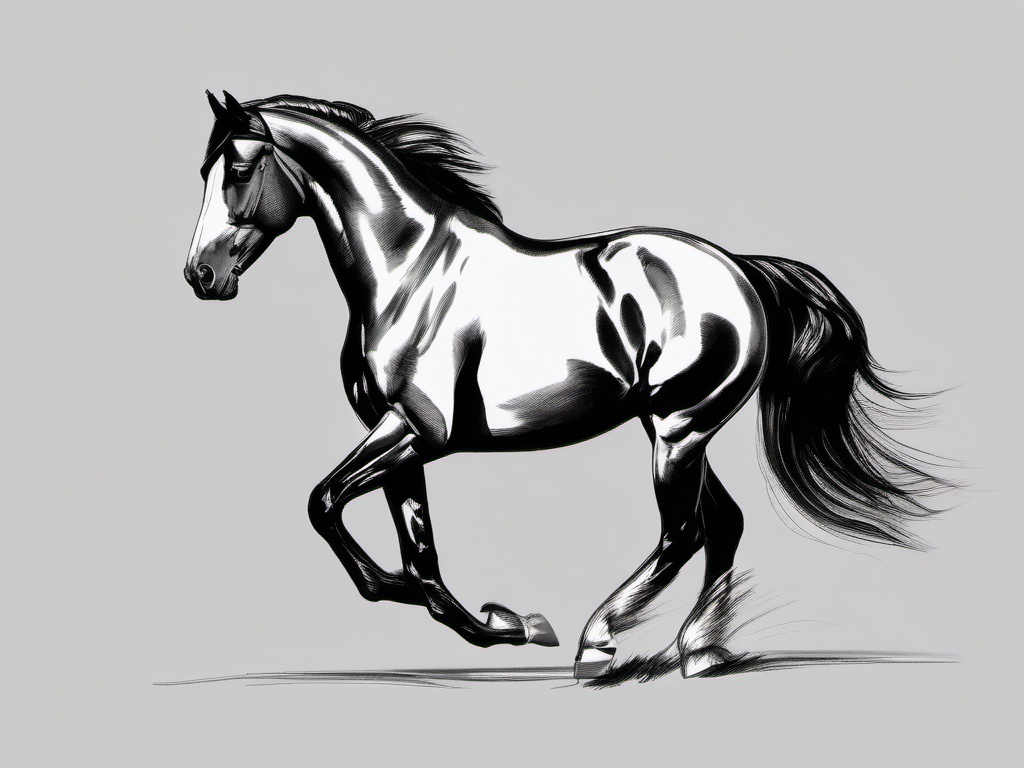 drawing of Cleveland Bay horse  minimal rough sketch scribbles,doodles,black and white